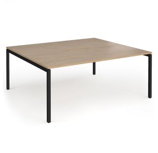 Connex Goal-Post 1800 x 1600 x 725mm Back to Back Desk (2 x 1800mm) - Black Frame / Kendal Oak Top