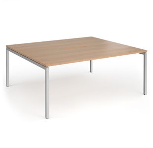 Connex Goal-Post 1800 x 1600 x 725mm Back to Back Desk (2 x 1800mm) - Silver Frame / Beech Top