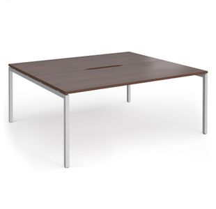 Connex Goal-Post 1800 x 1600 x 725mm Back to Back Desk (2 x 1800mm) - Silver Frame / Walnut Top