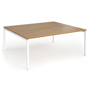Connex Goal-Post 1800 x 1600 x 725mm Back to Back Desk (2 x 1800mm) - White Frame / Oak Top
