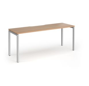 Connex Goal-Post 1800 x 600 x 725mm Single Desk - Silver Frame / Beech Top