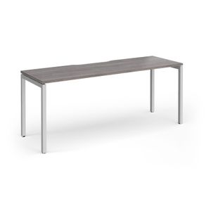 Connex Goal-Post 1800 x 600 x 725mm Single Desk - Silver Frame / Grey Oak Top