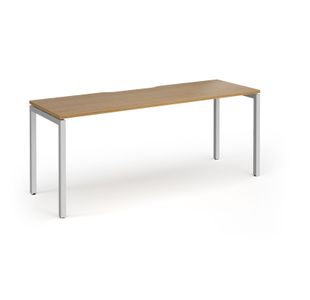 Connex Goal-Post 1800 x 600 x 725mm Single Desk - Silver Frame / Oak Top