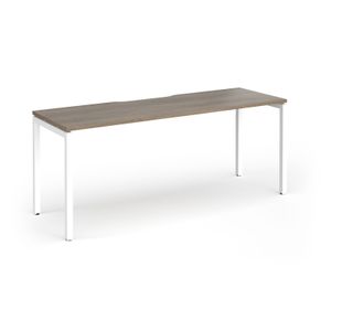 Connex Goal-Post 1800 x 600 x 725mm Single Desk - White Frame / Nebraska Oak Top