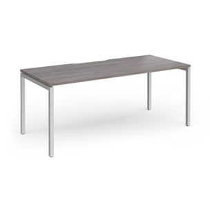 Connex Goal-Post 1800 x 800 x 725mm Single Desk - Silver Frame / Grey Oak Top