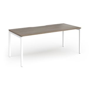 Connex Goal-Post 1800 x 800 x 725mm Single Desk - White Frame / Nebraska Oak Top