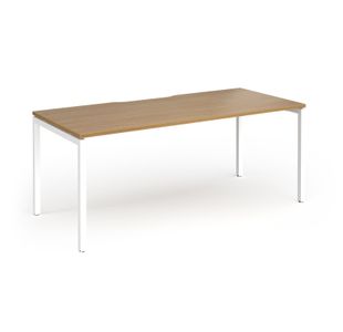 Connex Goal-Post 1800 x 800 x 725mm Single Desk - White Frame / Oak Top