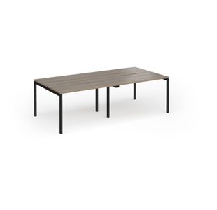 Connex Goal-Post 2400 x 1200 x 725mm Back to Back Desk (4 x 1200mm) - Black Frame / Nebraska Oak Top