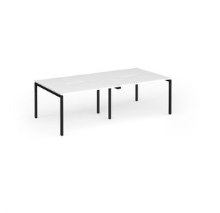 Connex Goal-Post 2400 x 1200 x 725mm Back to Back Desk (4 x 1200mm) - Black Frame / White Top