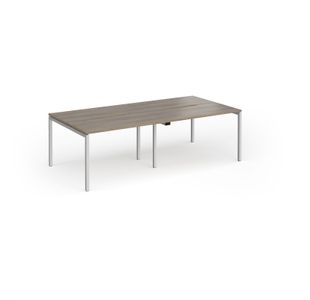Connex Goal-Post 2400 x 1200 x 725mm Back to Back Desk (4 x 1200mm) - Silver Frame / Nebraska Oak Top
