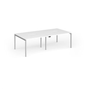 Connex Goal-Post 2400 x 1200 x 725mm Back to Back Desk (4 x 1200mm) - Silver Frame / White Top