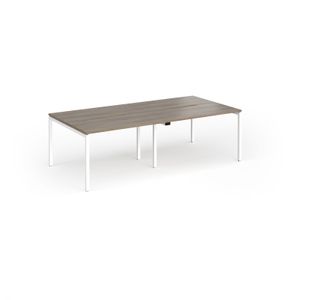 Connex Goal-Post 2400 x 1200 x 725mm Back to Back Desk (4 x 1200mm) - White Frame / Nebraska Oak Top