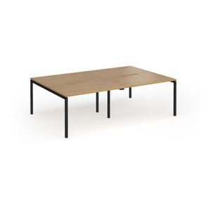 Connex Goal-Post 2400 x 1600 x 725mm Back to Back Desk (4 x 1200mm) - Black Frame / Oak Top