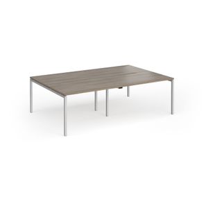 Connex Goal-Post 2400 x 1600 x 725mm Back to Back Desk (4 x 1200mm) - Silver Frame / Nebraska Oak Top