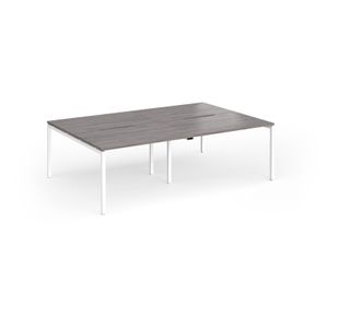 Connex Goal-Post 2400 x 1600 x 725mm Back to Back Desk (4 x 1200mm) - White Frame / Grey Oak Top
