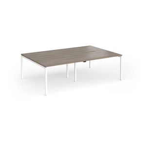 Connex Goal-Post 2400 x 1600 x 725mm Back to Back Desk (4 x 1200mm) - White Frame / Nebraska Oak Top