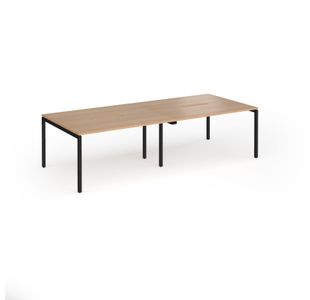 Connex Goal-Post 2800 x 1200 x 725mm Back to Back Desk (4 x 1400mm) - Black Frame / Beech Top