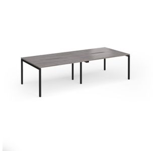 Connex Goal-Post 2800 x 1200 x 725mm Back to Back Desk (4 x 1400mm) - Black Frame / Grey Oak Top