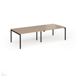 Connex Goal-Post 2800 x 1200 x 725mm Back to Back Desk (4 x 1400mm) - Black Frame / Kendal Oak Top