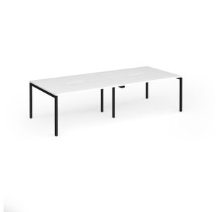 Connex Goal-Post 2800 x 1200 x 725mm Back to Back Desk (4 x 1400mm) - Black Frame / White Top