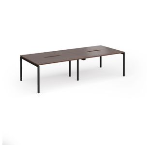Connex Goal-Post 2800 x 1200 x 725mm Back to Back Desk (4 x 1400mm) - Black Frame / Walnut Top