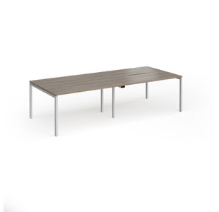Connex Goal-Post 2800 x 1200 x 725mm Back to Back Desk (4 x 1400mm) - Silver Frame / Nebraska Oak Top