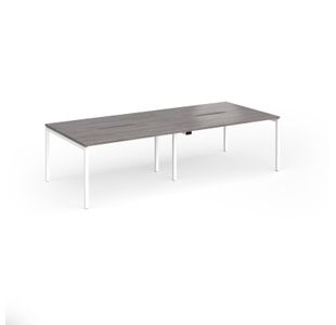 Connex Goal-Post 2800 x 1200 x 725mm Back to Back Desk (4 x 1400mm) - White Frame / Grey Oak Top