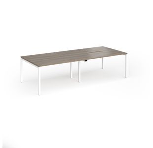 Connex Goal-Post 2800 x 1200 x 725mm Back to Back Desk (4 x 1400mm) - White Frame / Nebraska Oak Top