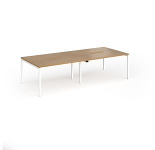 Connex Goal-Post 2800 x 1200 x 725mm Back to Back Desk (4 x 1400mm) - White Frame / Oak Top