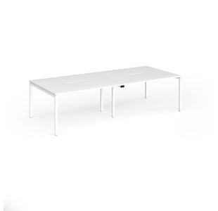 Connex Goal-Post 2800 x 1200 x 725mm Back to Back Desk (4 x 1400mm) - White Frame / White Top
