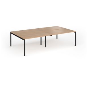 Connex Goal-Post 2800 x 1600 x 725mm Back to Back Desk (4 x 1400mm) - Black Frame / Beech Top