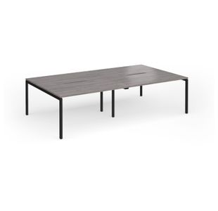 Connex Goal-Post 2800 x 1600 x 725mm Back to Back Desk (4 x 1400mm) - Black Frame / Grey Oak Top