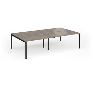 Connex Goal-Post 2800 x 1600 x 725mm Back to Back Desk (4 x 1400mm) - Black Frame / Nebraska Oak Top