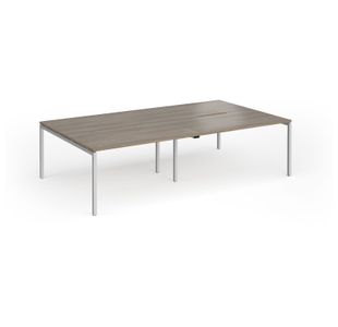 Connex Goal-Post 2800 x 1600 x 725mm Back to Back Desk (4 x 1400mm) - Silver Frame / Nebraska Oak Top