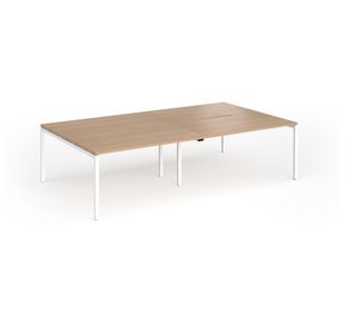 Connex Goal-Post 2800 x 1600 x 725mm Back to Back Desk (4 x 1400mm) - White Frame / Beech Top