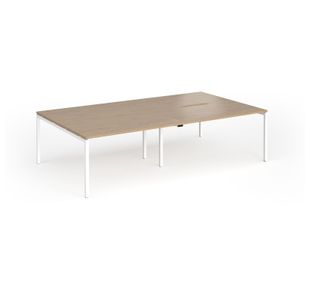 Connex Goal-Post 2800 x 1600 x 725mm Back to Back Desk (4 x 1400mm) - White Frame / Kendal Oak Top