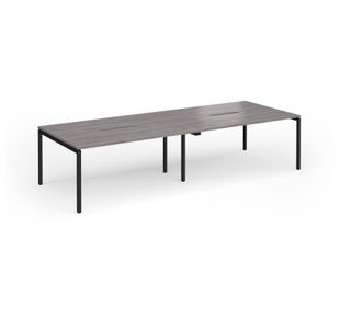 Connex Goal-Post 3200 x 1200 x 725mm Back to Back Desk (4 x 1600mm) - Black Frame / Grey Oak Top