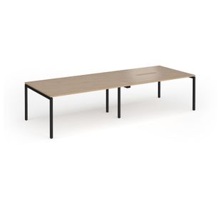 Connex Goal-Post 3200 x 1200 x 725mm Back to Back Desk (4 x 1600mm) - Black Frame / Kendal Oak Top