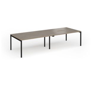 Connex Goal-Post 3200 x 1200 x 725mm Back to Back Desk (4 x 1600mm) - Black Frame / Nebraska Oak Top
