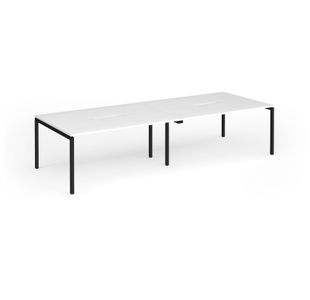 Connex Goal-Post 3200 x 1200 x 725mm Back to Back Desk (4 x 1600mm) - Black Frame / White Top