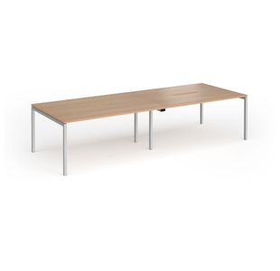 Connex Goal-Post 3200 x 1200 x 725mm Back to Back Desk (4 x 1600mm) - Silver Frame / Beech Top