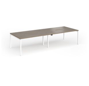 Connex Goal-Post 3200 x 1200 x 725mm Back to Back Desk (4 x 1600mm) - White Frame / Nebraska Oak Top