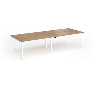 Connex Goal-Post 3200 x 1200 x 725mm Back to Back Desk (4 x 1600mm) - White Frame / Oak Top