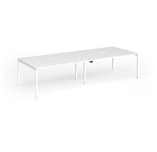 Connex Goal-Post 3200 x 1200 x 725mm Back to Back Desk (4 x 1600mm) - White Frame / White Top