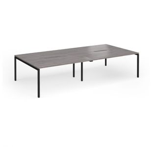 Connex Goal-Post 3200 x 1600 x 725mm Back to Back Desk (4 x 1600mm) - Black Frame / Grey Oak Top
