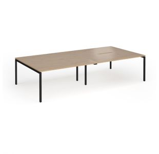 Connex Goal-Post 3200 x 1600 x 725mm Back to Back Desk (4 x 1600mm) - Black Frame / Kendal Oak Top