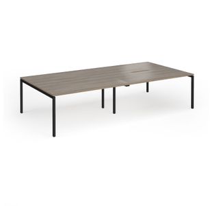 Connex Goal-Post 3200 x 1600 x 725mm Back to Back Desk (4 x 1600mm) - Black Frame / Nebraska Oak Top