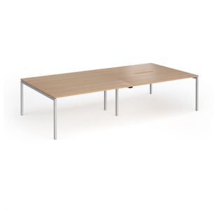 Connex Goal-Post 3200 x 1600 x 725mm Back to Back Desk (4 x 1600mm) - Silver Frame / Beech Top