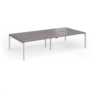 Connex Goal-Post 3200 x 1600 x 725mm Back to Back Desk (4 x 1600mm) - Silver Frame / Grey Oak Top