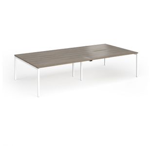 Connex Goal-Post 3200 x 1600 x 725mm Back to Back Desk (4 x 1600mm) - White Frame / Nebraska Oak Top